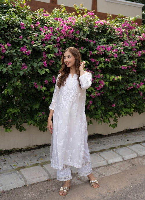 Dusty Rose Cotton Chikankari Hand Work Kurti Suit Salwar Dresses –  Inayakhan Shop